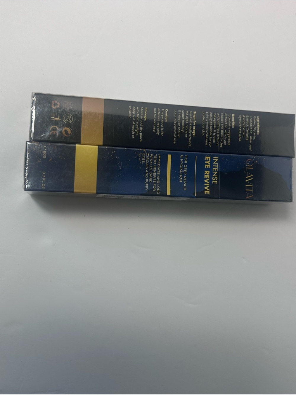 Olavita Navy Blue & Gold Intense Eye Revive Cream Packaging